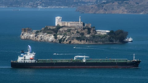 Oil tanker navigating international waters as war-risk insurance rates hit record highs in Strait of Hormuz