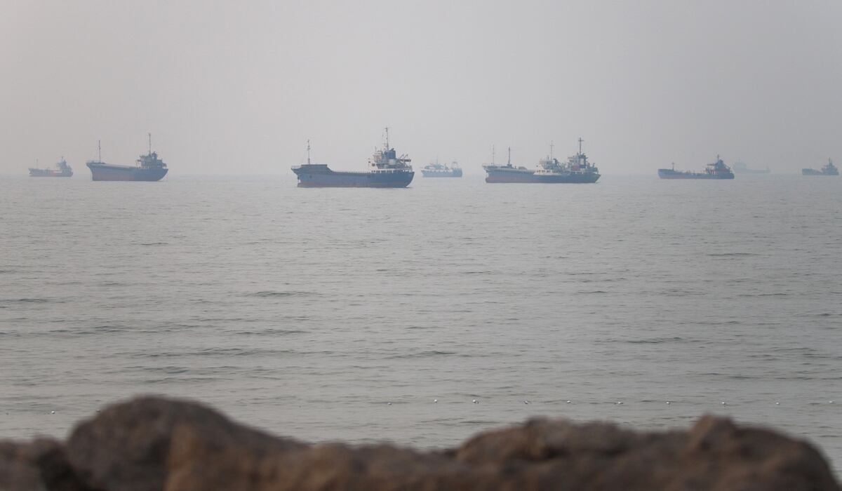 Vessels in the Strait of Hormuz near Bandar Abbas Iran as US-Iran war drives oil prices above $90