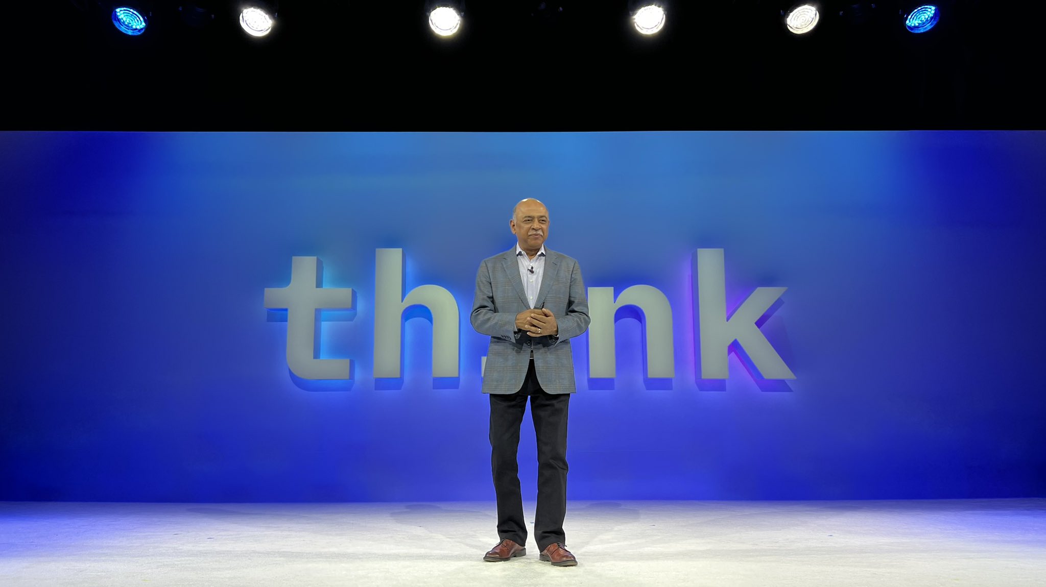 IBM CEO Arvind Krishna speaks at the IBM Think conference in Boston in May 2022, ahead of the company's Q2 2026 earnings call revealing a 42% mainframe hardware decline