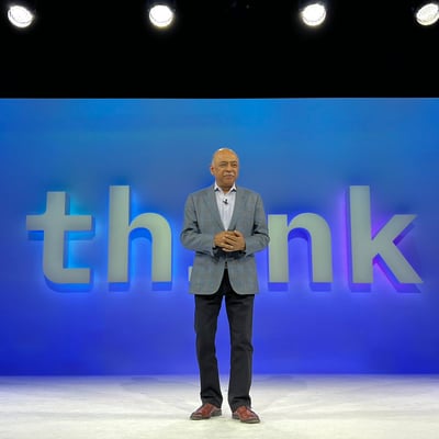 IBM CEO Arvind Krishna speaks at the IBM Think conference in Boston in May 2022, ahead of the company's Q2 2026 earnings call revealing a 42% mainframe hardware decline