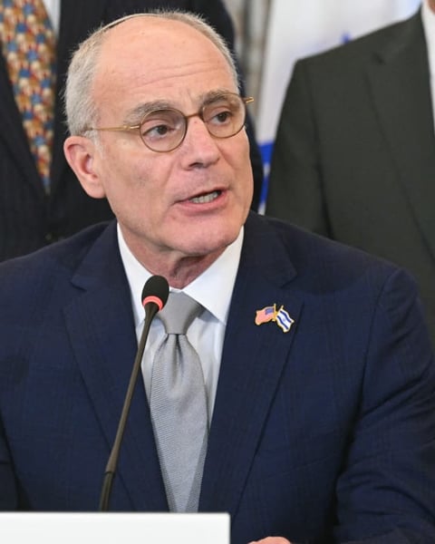 Israeli Ambassador Yechiel Leiter speaks at the Lebanon ceasefire framework discussions at the US State Department in Washington