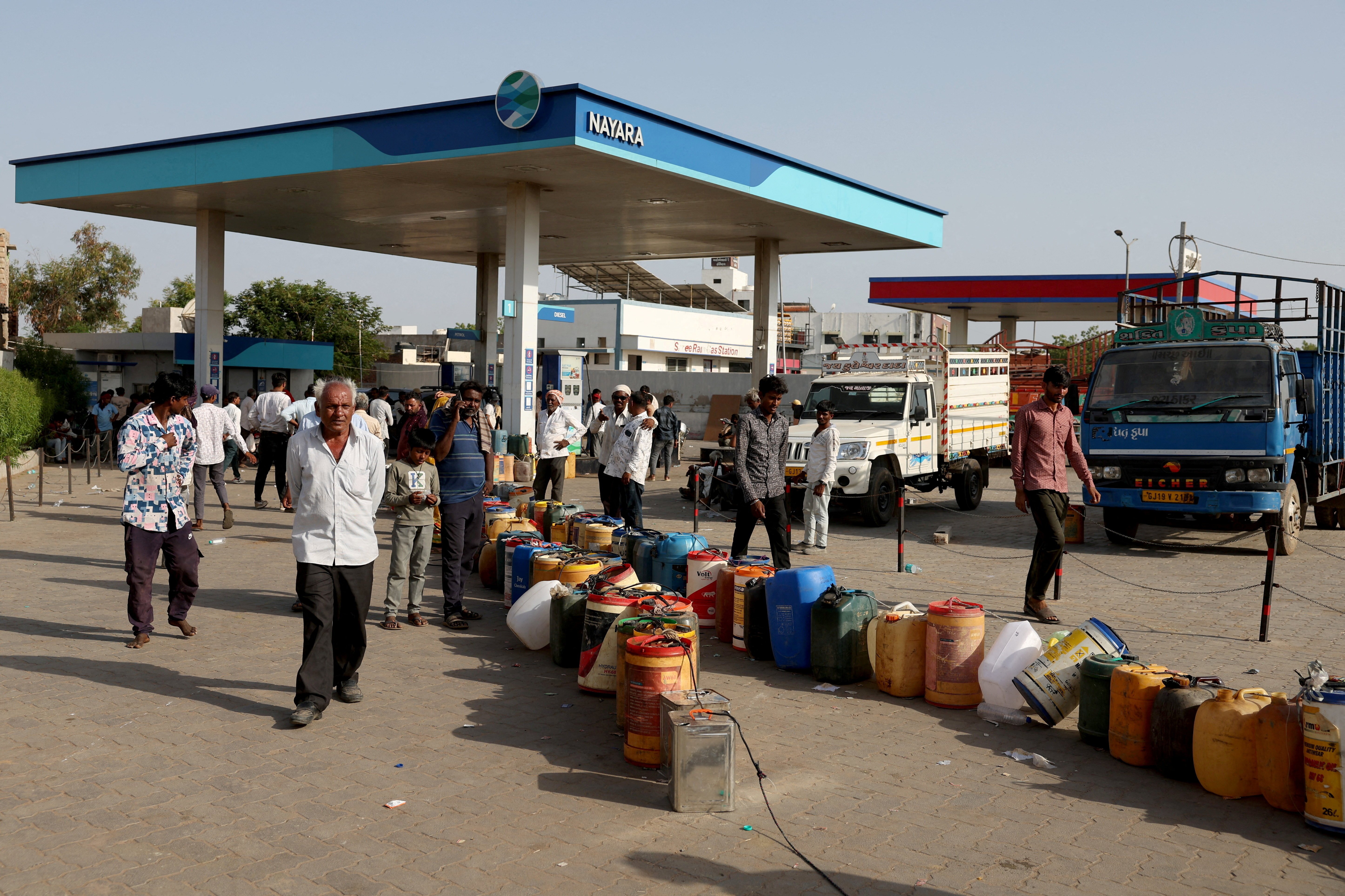 Fuel station in Halvad Gujarat India as oil prices rise amid US-Iran Strait of Hormuz conflict