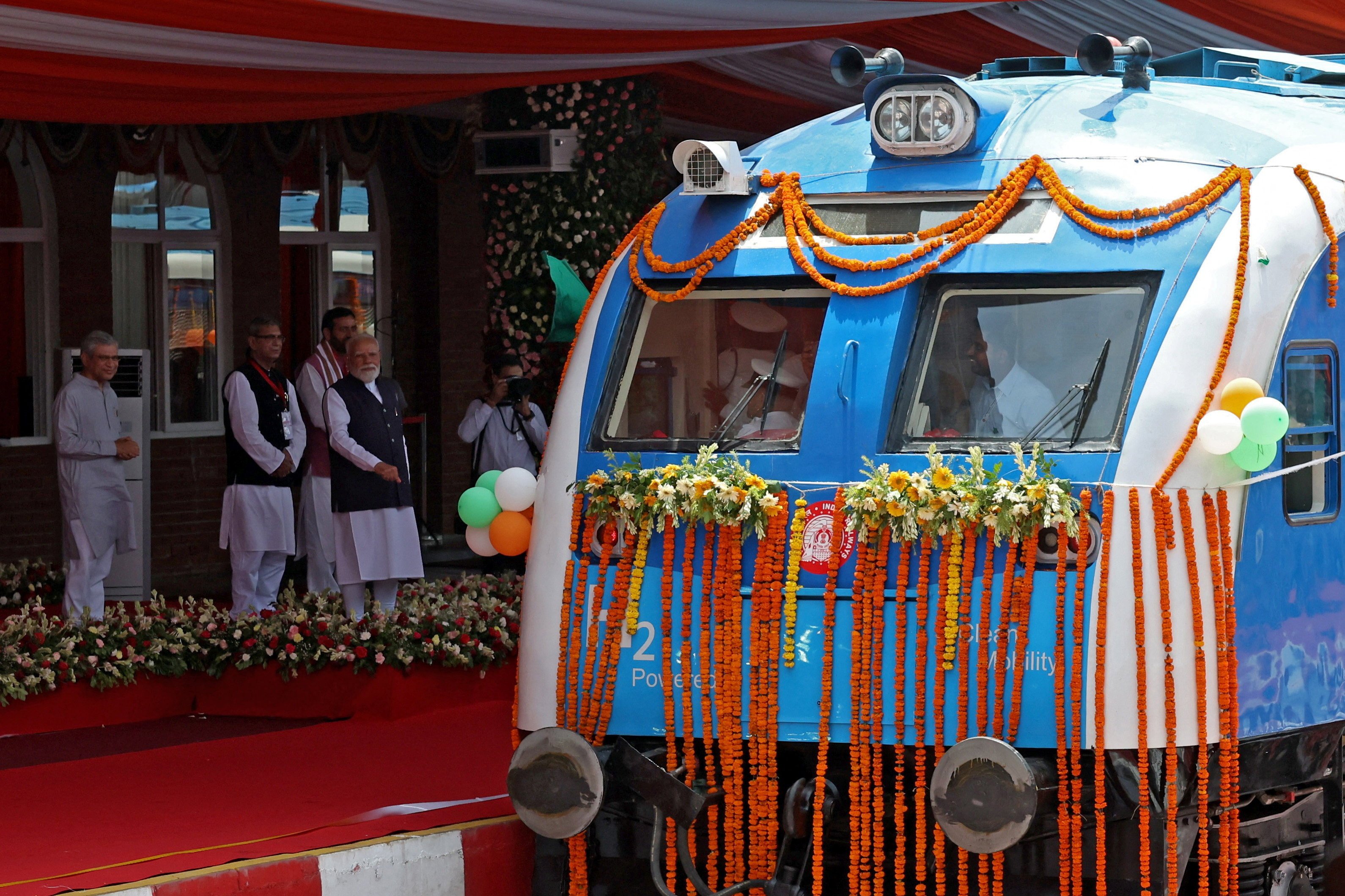 India's NaMo Green Rail hydrogen-powered train at Jind station in Haryana