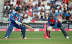India's Tilak Varma stumped by England's Jos Buttler at Trent Bridge during T20 series