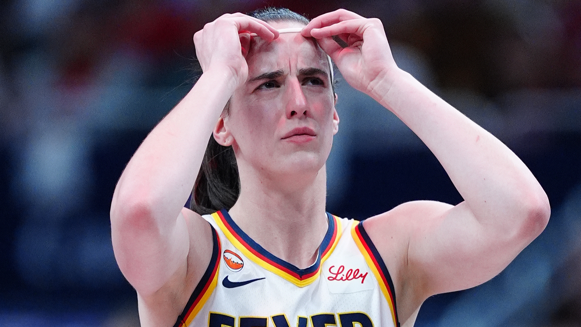Caitlin Clark of the Indiana Fever drives to the basket during a 2026 WNBA game