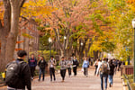 International students walk across a US university campus