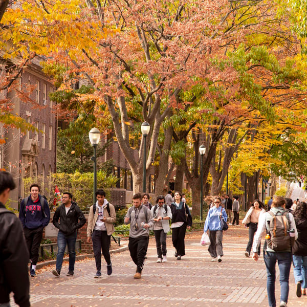 International students walk across a US university campus