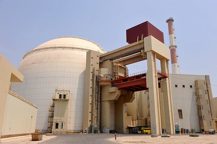 View of the reactor building at Iran's Russian-built Bushehr nuclear power plant, subject of satellite imagery showing US strike damage in July 2026