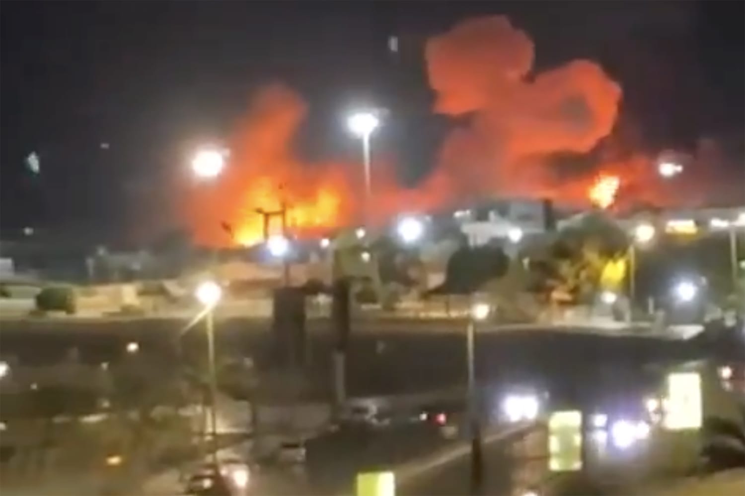 Fire visible near Shahid Haqani Port in Iran after military strikes July 2026