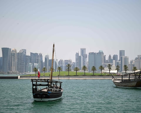 Missile interceptions light up the sky over Doha Qatar as Iran fires missiles at four Gulf states on July 12 2026