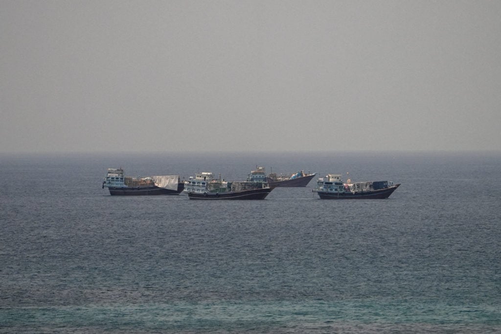 Vessels transit the Strait of Hormuz as seen from Musandam Oman July 2026