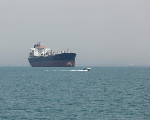 Tankers transiting the Strait of Hormuz near Bandar Abbas Iran as Iranian crude oil exports recover following US sanctions waiver