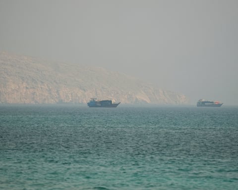 Vessels transiting the Strait of Hormuz from Musandam Oman on July 9 2026 as Iran IRGC moves to formally close the waterway