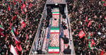 Coffins of Iran Supreme Leader Ayatollah Khamenei and family carried through Tehran streets during the Iran-US war