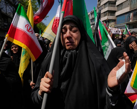 Iranian mourners gather in Tehran at the forty-day ceremony marking the killing of Supreme Leader Ali Khamenei, April 9, 2026