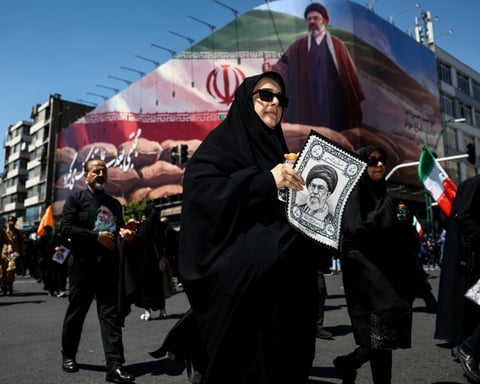 Iranians rally in Tehran to honor late Supreme Leader Ali Khamenei, April 9, 2026