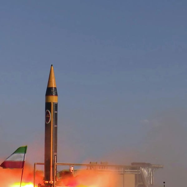 Iranian Khorramshahr-4 ballistic missile launch as Iran expands strikes to Kuwait