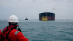Oil tanker at terminal loading Iranian crude in the Gulf, June 2026