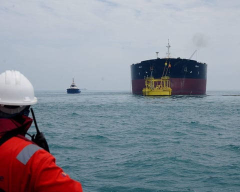 Oil tanker at terminal loading Iranian crude in the Gulf, June 2026