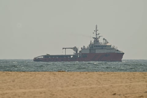 A vessel navigates the Persian Gulf near Ajman UAE during the US-Iran war July 2026