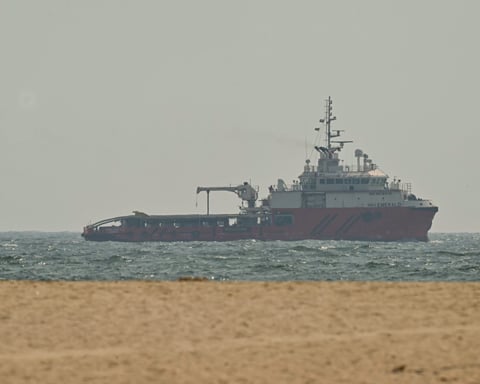 A vessel navigates the Persian Gulf near Ajman UAE during the US-Iran war July 2026