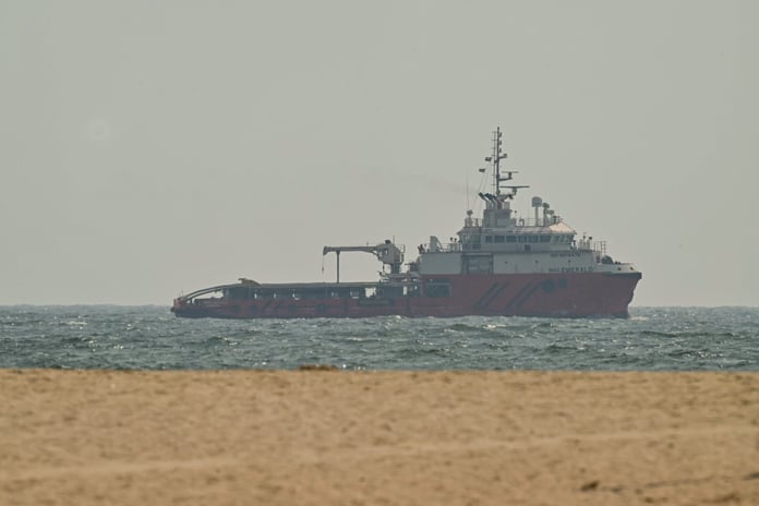 A vessel navigates the Persian Gulf near Ajman UAE during the US-Iran war July 2026