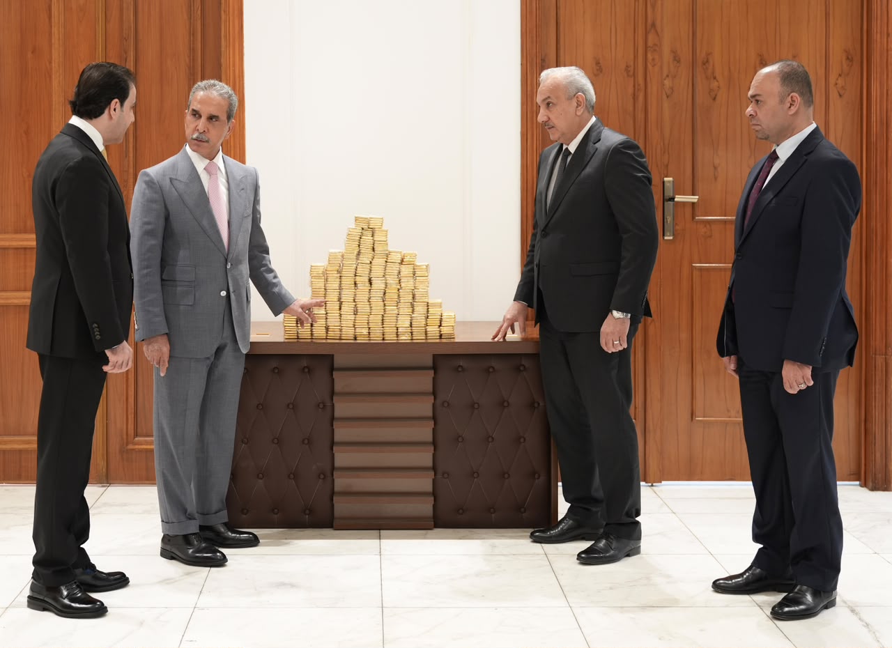 Gold bars seized by Iraqi authorities during Operation Dawn anti-corruption crackdown 2026
