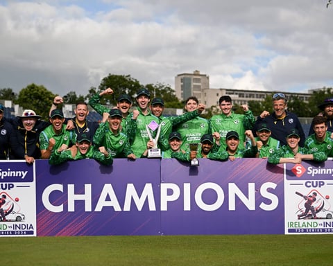 Ireland cricket team celebrates historic 2-0 T20I series win over India at Belfast Stormont 2026