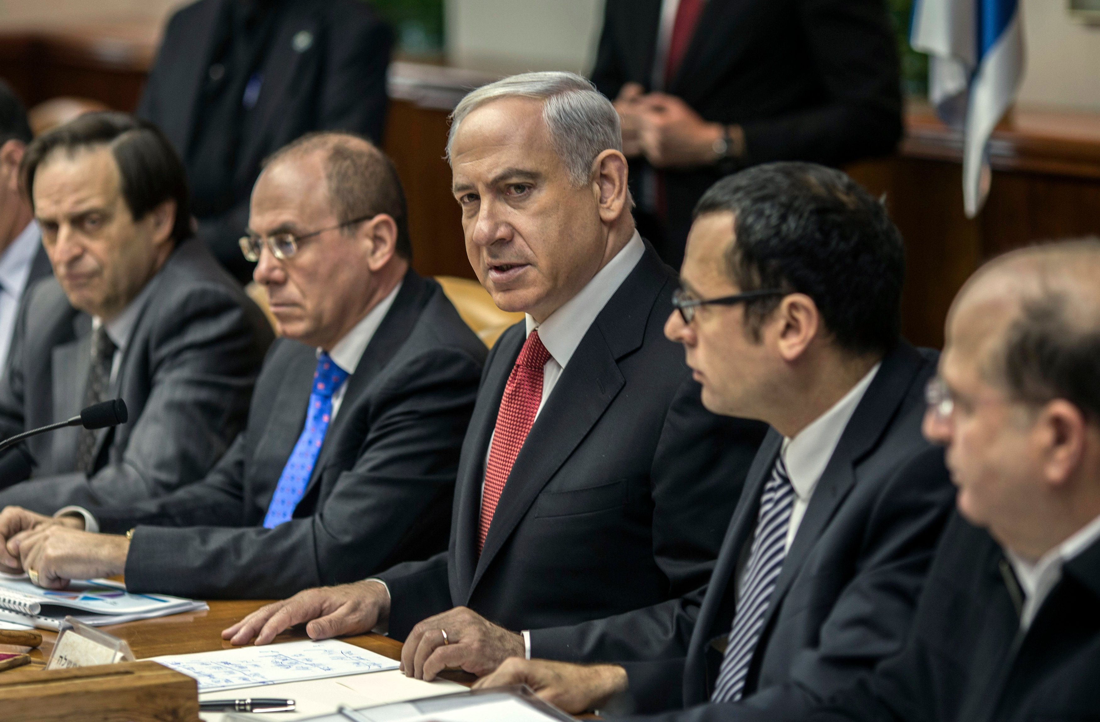 Netanyahu cabinet meeting 2013, when Israel began systematic tracking of international NGOs over BDS support