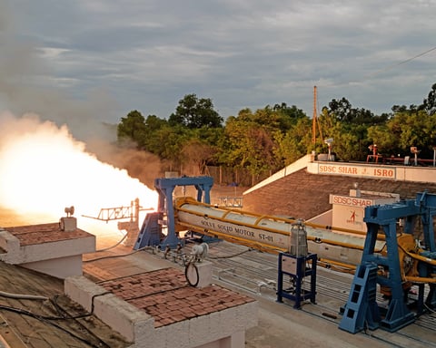 Static ground test of ISRO's SOLVE rocket motor at Satish Dhawan Space Centre, Sriharikota