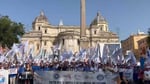 Italian military and police personnel march through central Rome demanding pay raises and pension reform July 2026