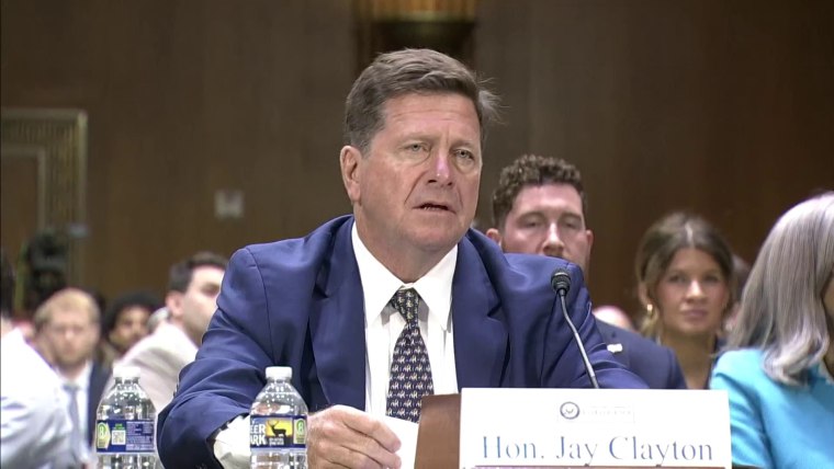 Jay Clayton delivers his opening statement before the Senate Intelligence Committee during his confirmation hearing for Director of National Intelligence