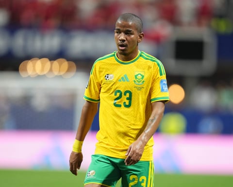 Jayden Adams in South Africa kit during the Group A match against Czech Republic at the 2026 FIFA World Cup in Atlanta