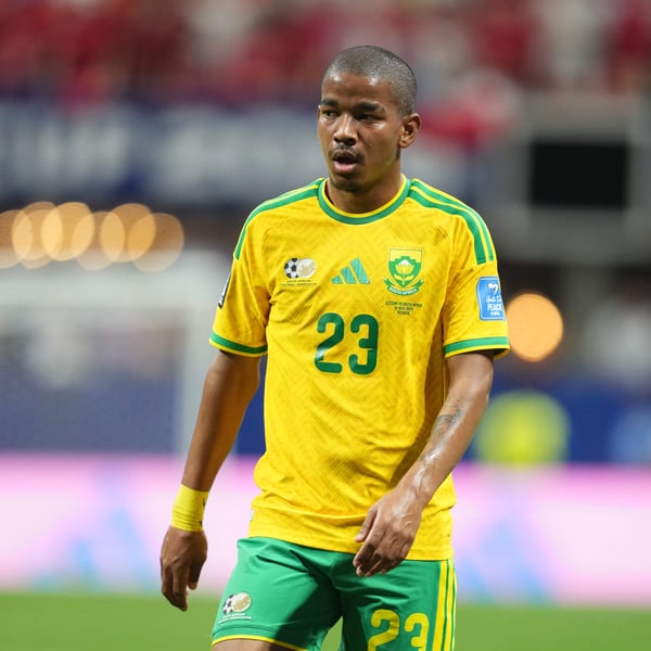 Jayden Adams in South Africa kit during the Group A match against Czech Republic at the 2026 FIFA World Cup in Atlanta