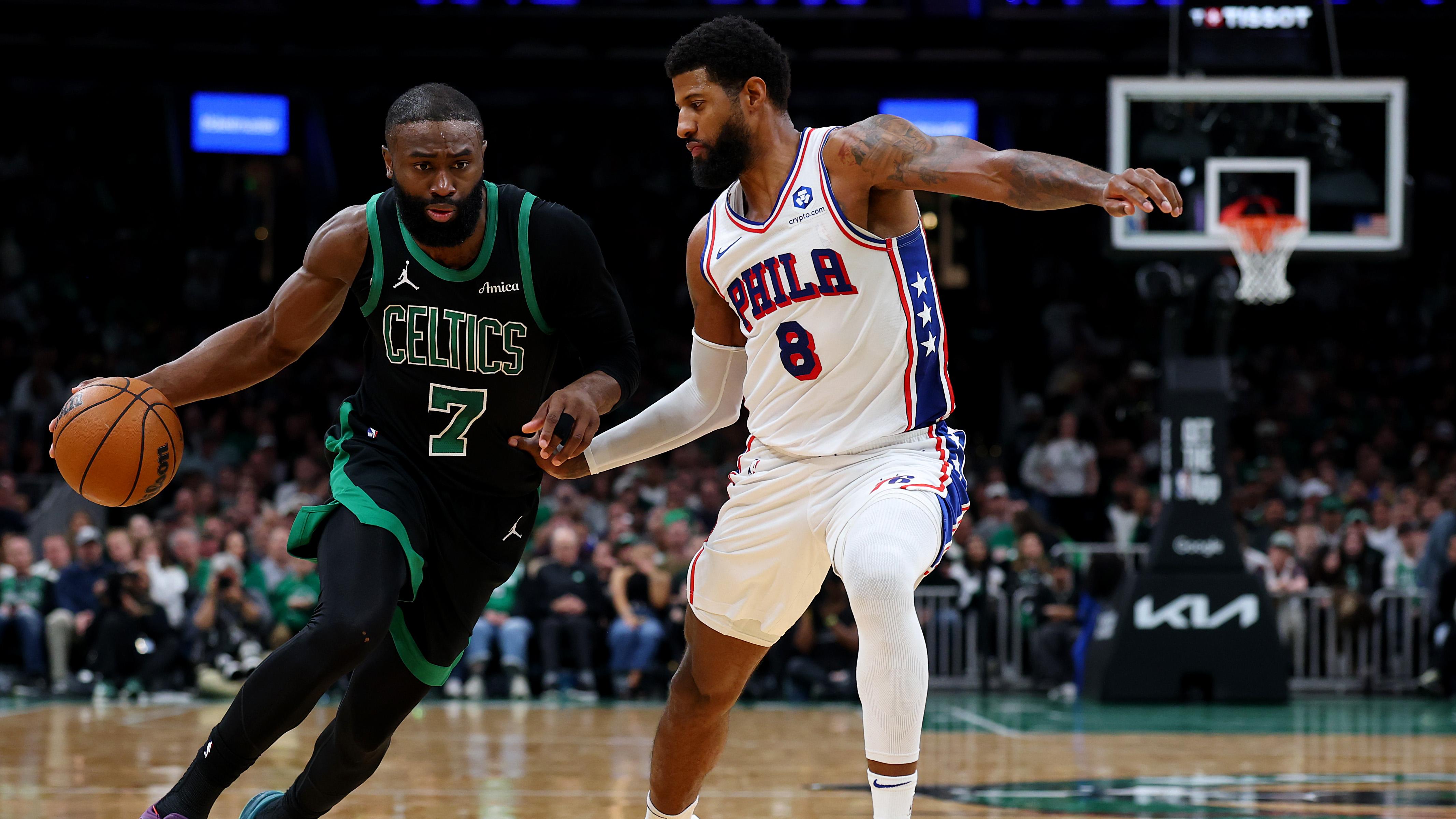 Jaylen Brown in action for the Boston Celtics before being traded to the Philadelphia 76ers in July 2026