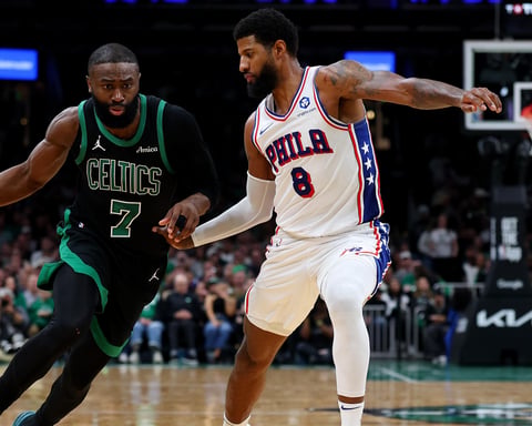 Jaylen Brown in action for the Boston Celtics before being traded to the Philadelphia 76ers in July 2026
