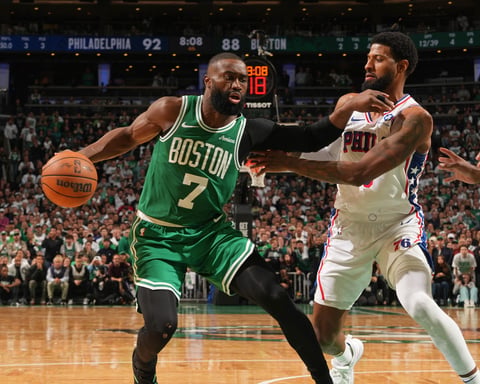 Jaylen Brown in a Boston Celtics uniform during a game