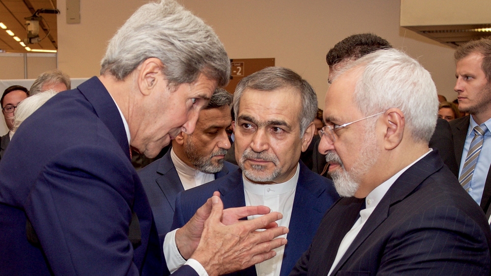 U.S. Secretary of State John Kerry meeting with Iranian officials at the 2015 JCPOA nuclear deal signing in Vienna, Austria