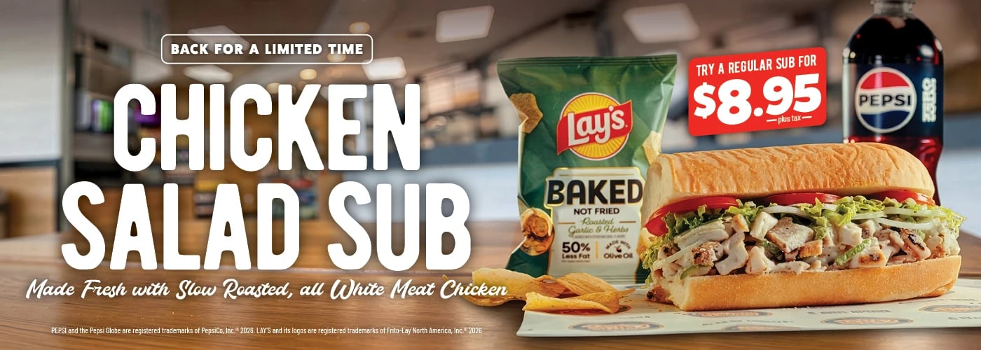 A Jersey Mike's chicken salad sub, one of the sandwiches offered at the 3,300-unit fast-casual chain
