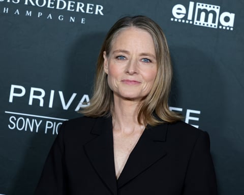 Jodie Foster at the A Private Life premiere at the DGA Theater Complex in Los Angeles, October 2025