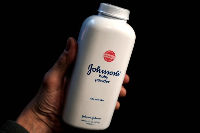 Johnson and Johnson baby powder bottle, linked to talc cancer lawsuits settled for $5.5 billion