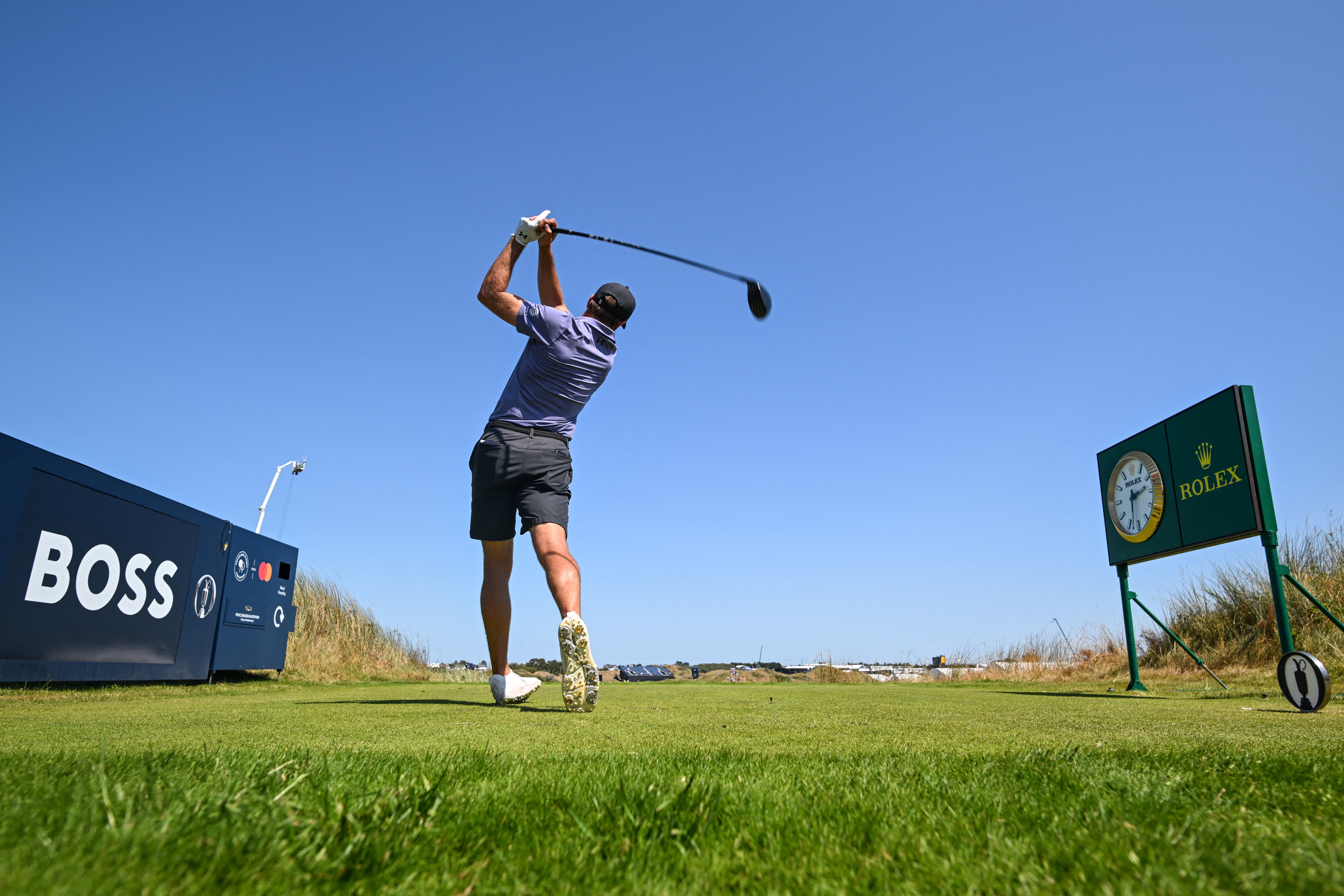 Jordan Spieth tees off during a practice round at Royal Birkdale ahead of The Open Championship 2026