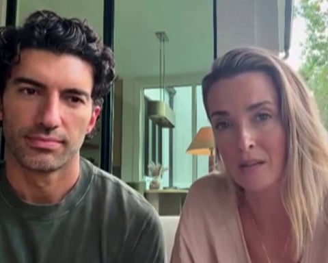 Justin Baldoni and wife Emily Baldoni in their July 8 Instagram video addressing the Blake Lively legal dispute