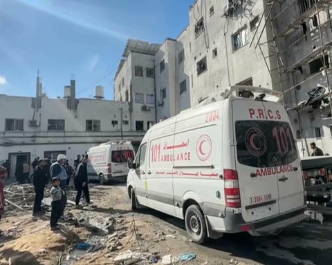Kamal Adwan Hospital in Beit Lahiya, northern Gaza, after Israeli bombardment