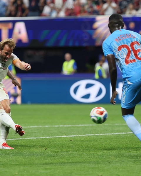 Harry Kane celebrates after scoring for England against DR Congo at the 2026 FIFA World Cup in Atlanta