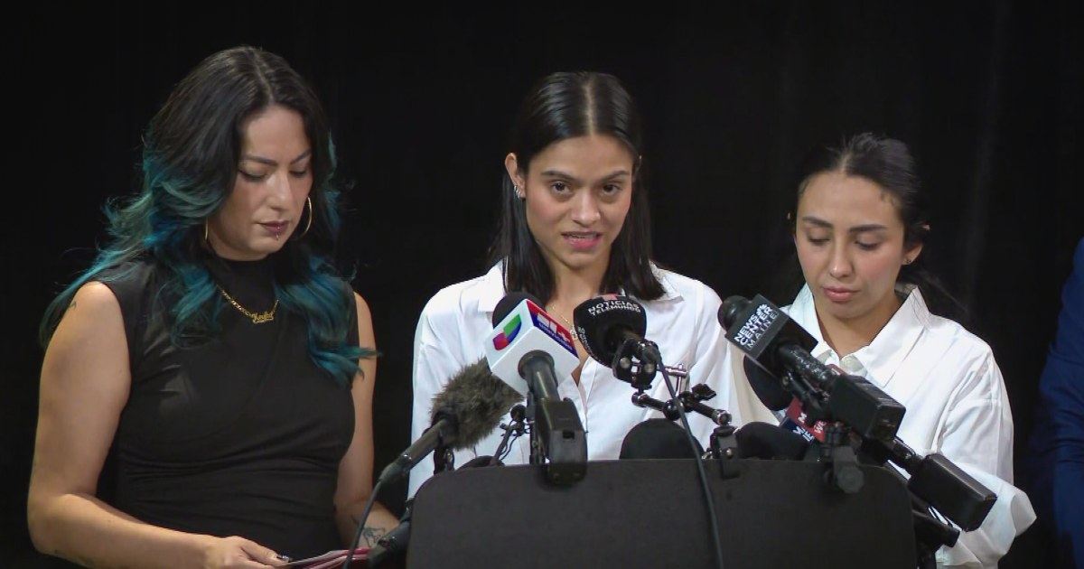 Karolina Rojas widow of Johan Durán Guerrero speaks at press conference in Biddeford Maine after ICE shooting