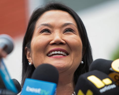 Keiko Fujimori celebrates after being declared winner of Peru's 2026 presidential election