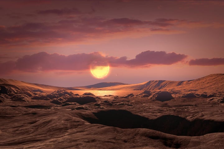 Artist illustration of exoplanet Kepler-1649c orbiting in the habitable zone of its red dwarf host star similar to the configuration of GJ 3378b
