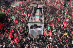 Millions of mourners fill Tehran's Azadi Avenue during the state funeral procession for Ayatollah Ali Khamenei on July 6, 2026