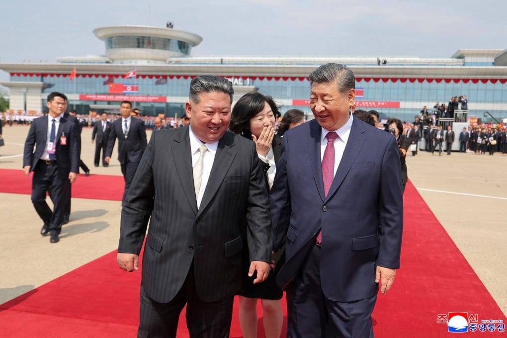 North Korean leader Kim Jong Un sees off Chinese President Xi Jinping at Pyongyang International Airport in June 2026